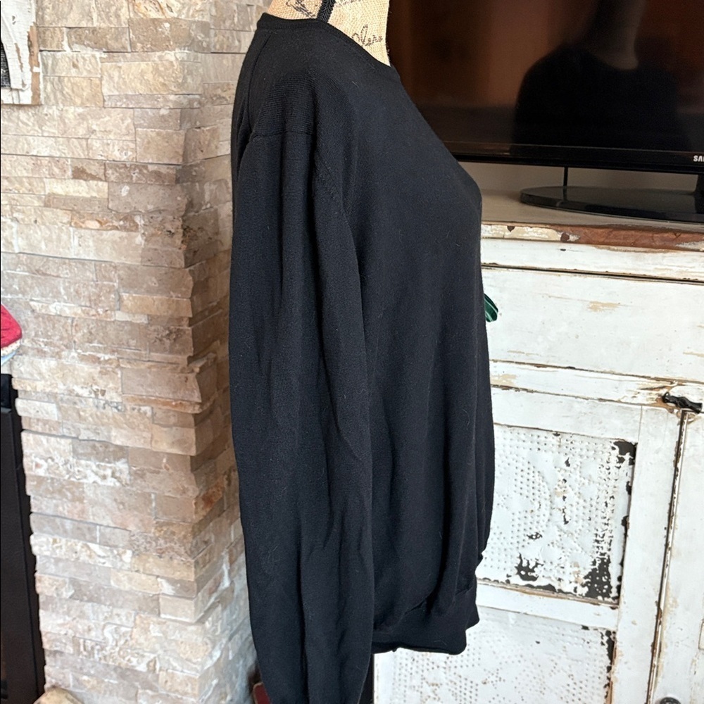Gran Sasso Made in Italy wool silk blend black crewneck long sleeve sweater - Picture 7 of 16